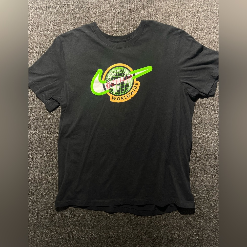 Nike Black Tee with Neon Green and Yellow Design